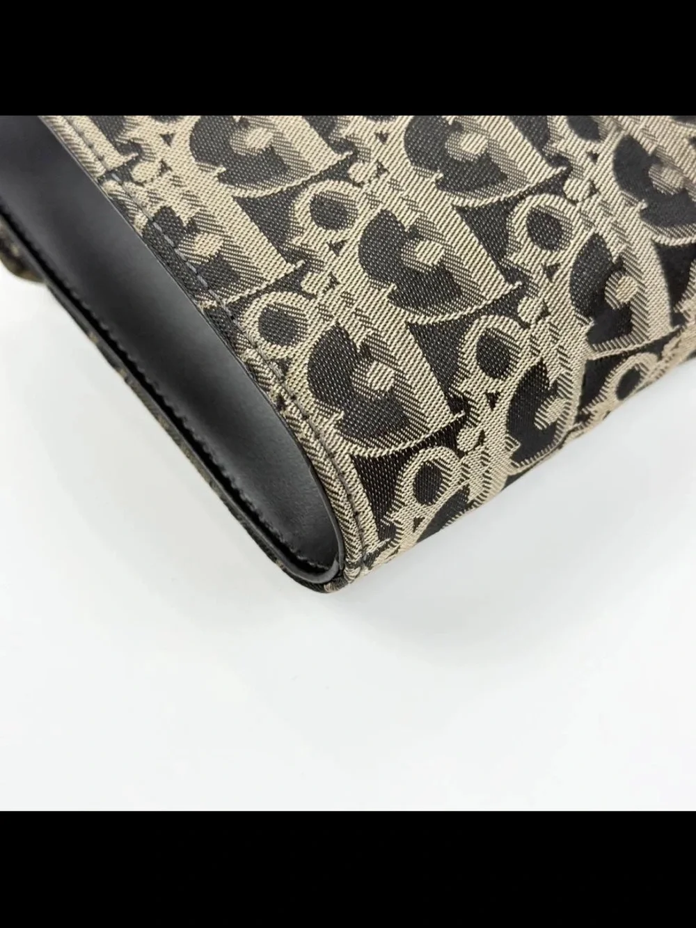 Dior Foldover Clutch in Black and Tan Signature Canvas